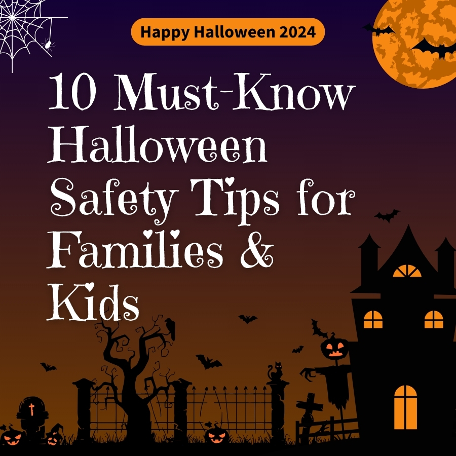 Children trick-or-treating safely on Halloween night